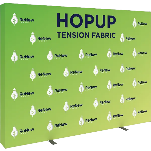 hopup-10ft-straight-full-height-tension-fabric-display_full-fitted-graphic- Custom tradeshow printing by Seamless print and promo - formerly Rainbow Marketing, serving Hamilton, Haldimand, Niagara, and beyond!